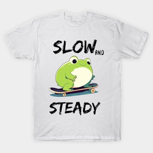 Slow and Steady Chill Frog on Wheels T-Shirt